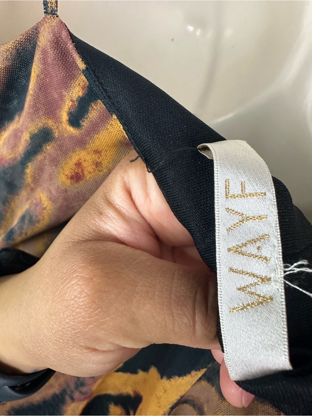Wayf Animal Print Mini Slip Dress - Black, Brown & Mustard - Picture 5 of 6
